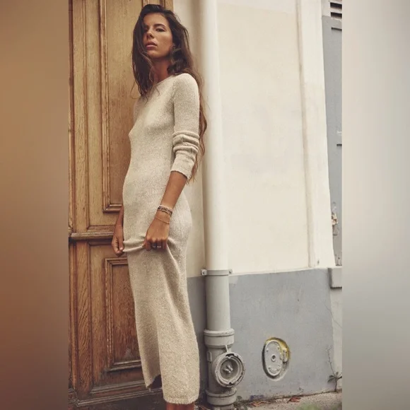 ZARA ~ LONG KNIT DRESS WITH METALLIC THREAD DETAIL - Picture 10 of 14